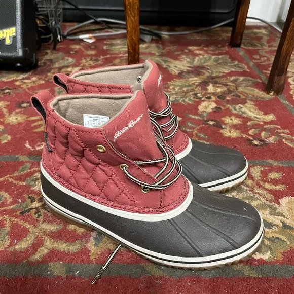 Eddie Bauer Burgundy and Brown Duck Boots - Picture 2 of 4